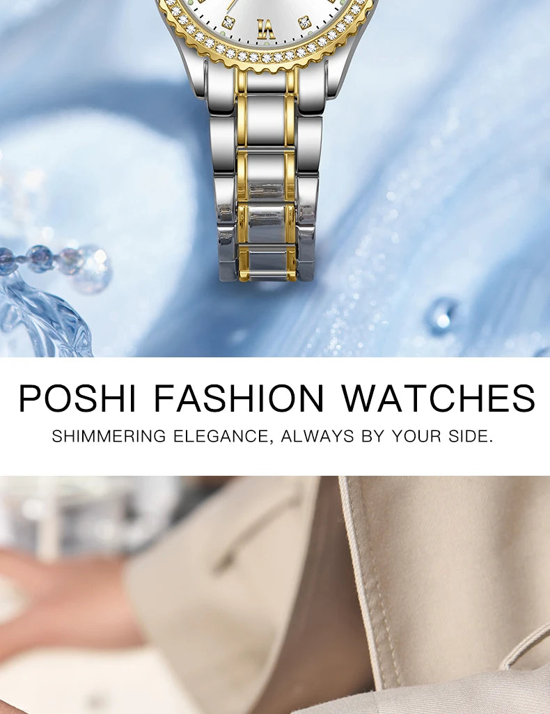 POSHI 990 Fashion Women Watch Elegant Business Quartz Wristwatch Lady Casuan Dress Watches With Date Display Original Clock