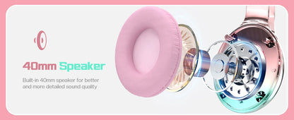 Wired Kids Headphones for School 85/94dB Volume limited Over Ear Headphones for Kids Girls Foldable Gaming Headset with Mic