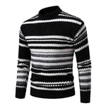 New Autumn Winter Men's Mock Neck Knit Pullovers Fashion Striped Slim Fit Knitted Sweater Men Casual Warm Pullover Knitwear Man