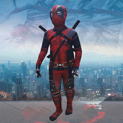 New Movie Character Role Play Costume Superhero Deadpool Costume Mask Sword Bag Suits Halloween Party Cosplay Jumpsuit 3D Style