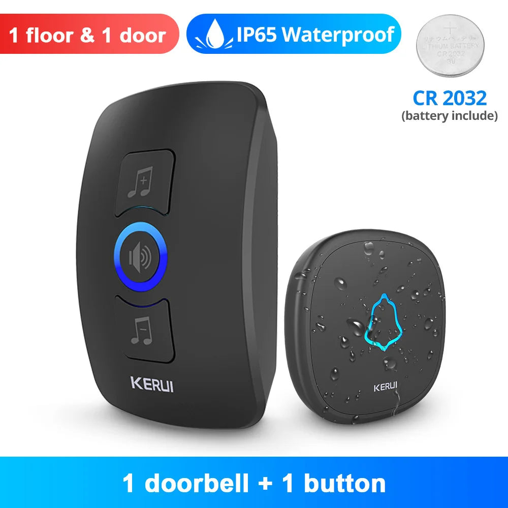 KERUI M525 Wireless Doorbell Waterproof Outdoor Smart Home Door Bell Chime Kit LED Flash Security Alarm Welcome House Melodies