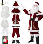 Ecoparty Santa Claus Costume Christmas 12pcs Deluxe Velvet Santa Suit for Adults Teenager Plus Size 6XL