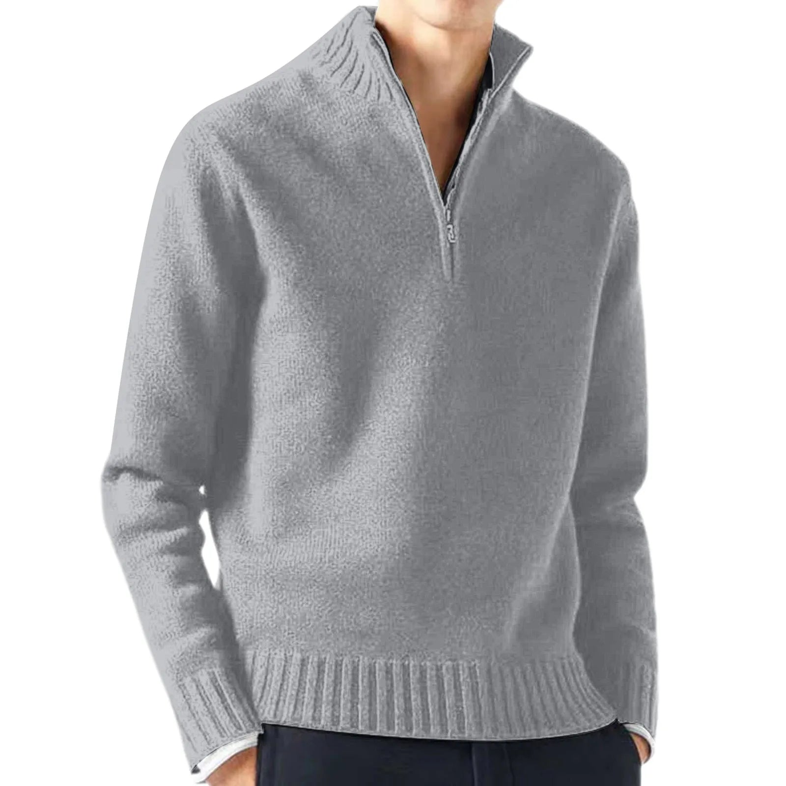 Sweaters For Men Clearance Casual Simple Bottom Sweater Solid Color Warm Knit Half Zip Long Sleeve Sweater Nuevo En SuéTeres
