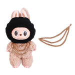 Luxury Tidal Current Labubu Black Hip Hop Mask Knitted Hat Accessories 3-Layer Big Gold Chain Street Fashion Doll Ornaments