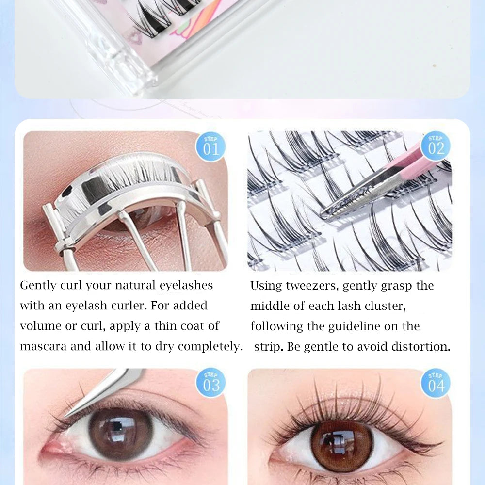 Upgraded Sunflower False Eyelashes No Glue Fake Lashes  Natural Reusable Band-Free Lashes Manga Lash Makeup Korean