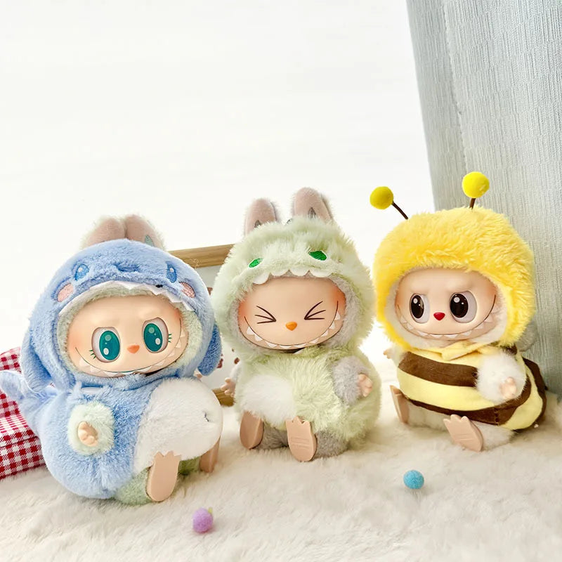 Labubu Doll Clothes Penguin Shark Bee Dinosaur Onesie - Cute Animal Jumpsuit for 17cm Pullip Blythe OB11 BJD