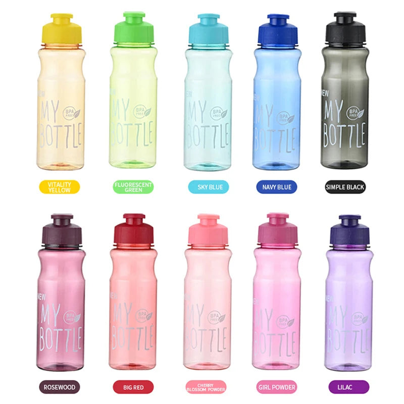Transparent Water Bottle Portable Sport Cup for Drinking Kitchen Tools 650ML Water Bottle For School Gym Travel Girl Boy