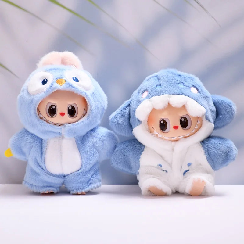 17cm Labubu Mini Doll Clothes Set - Hat Outfit Shoes for Labubu II Cultivate Sitting Party Toys