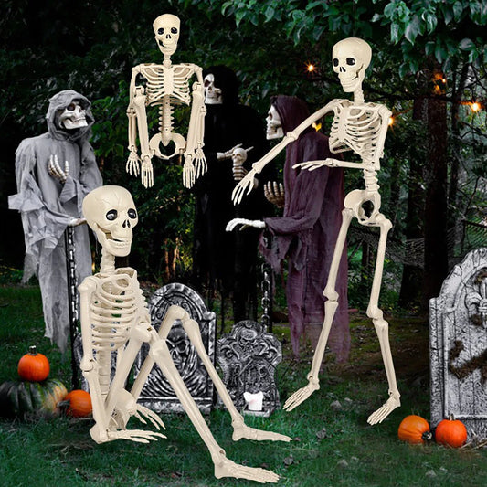 Full Life Size Home Evil Party Decoration Horror Scary Movable Big Skull 90CM Halloween Movable Skeleton Halloween Ornament Toys