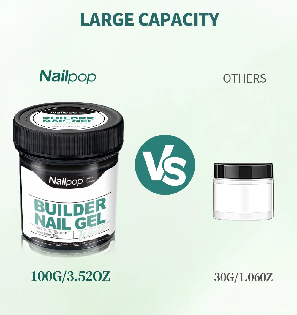Nailpop Professional Builder Gel UV Hard Gel for Nail Strengthen Quick Building Long Lasting Soak Off Extension Gel 30/100g
