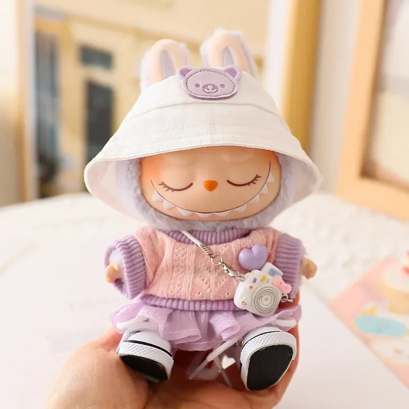 Labubu Doll Clothes Tulle Skirt Set Stylish Outfit Replacement for 17cm Ropa Labubu Dolls Accessories