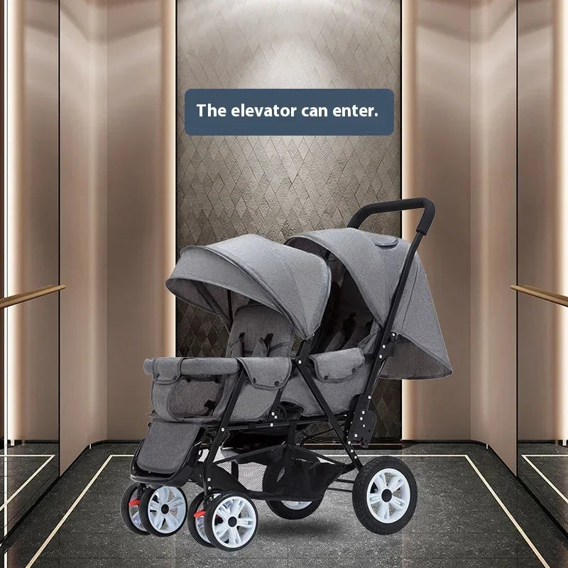 EU STOCK Twin strollers Double kids two seats strollers foldable carriage wholesale baby stroller Front and rear seats