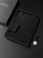 Men 100% Cashmere Thick Sweaters High Stretch Knitted Pullovers  2023 Winter Office Male Fashion  Loose Casual Tops DX01