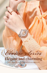 OLEVS Women's Watches Fashion Original Quartz Wrist Watch for Ladies Roman Dial Dazzling Diamond Waterproof Luminous Luxury New