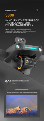 S808 PRO Drone 5G GPS Professional 8K Dual Camera 3-axis Anti-Shake Gimbal Obstacle Avoidance Wifi FPV Brushless Drone