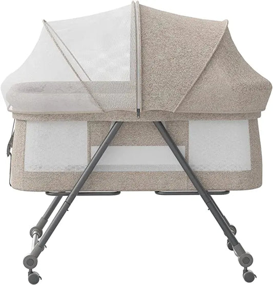 Baby Travel Cot with Mattress & Wheels – Convertible Rocking Crib