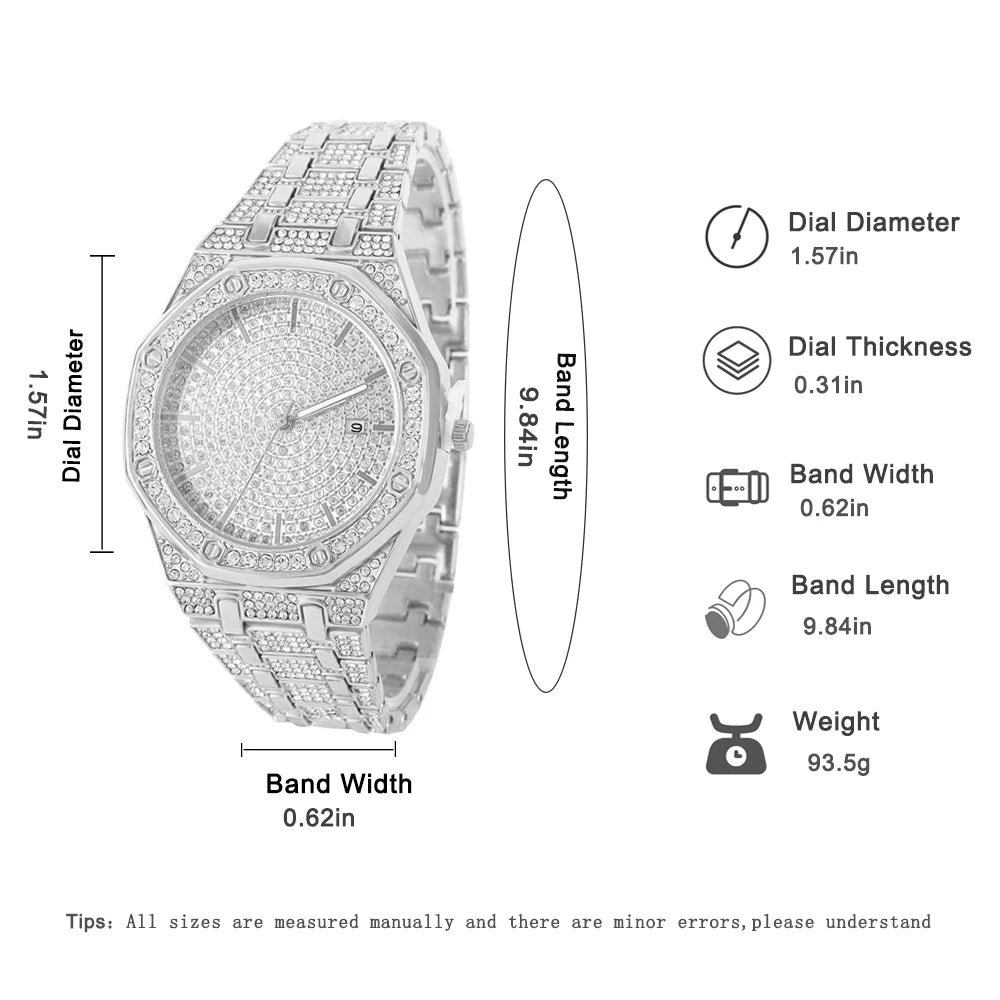 Iced Out Watch for Men Gold Watch for Men Hip Hop Fashion Cool Bling Bling Gold Diamond Luxury Mens Watch Dropshipping Relogio