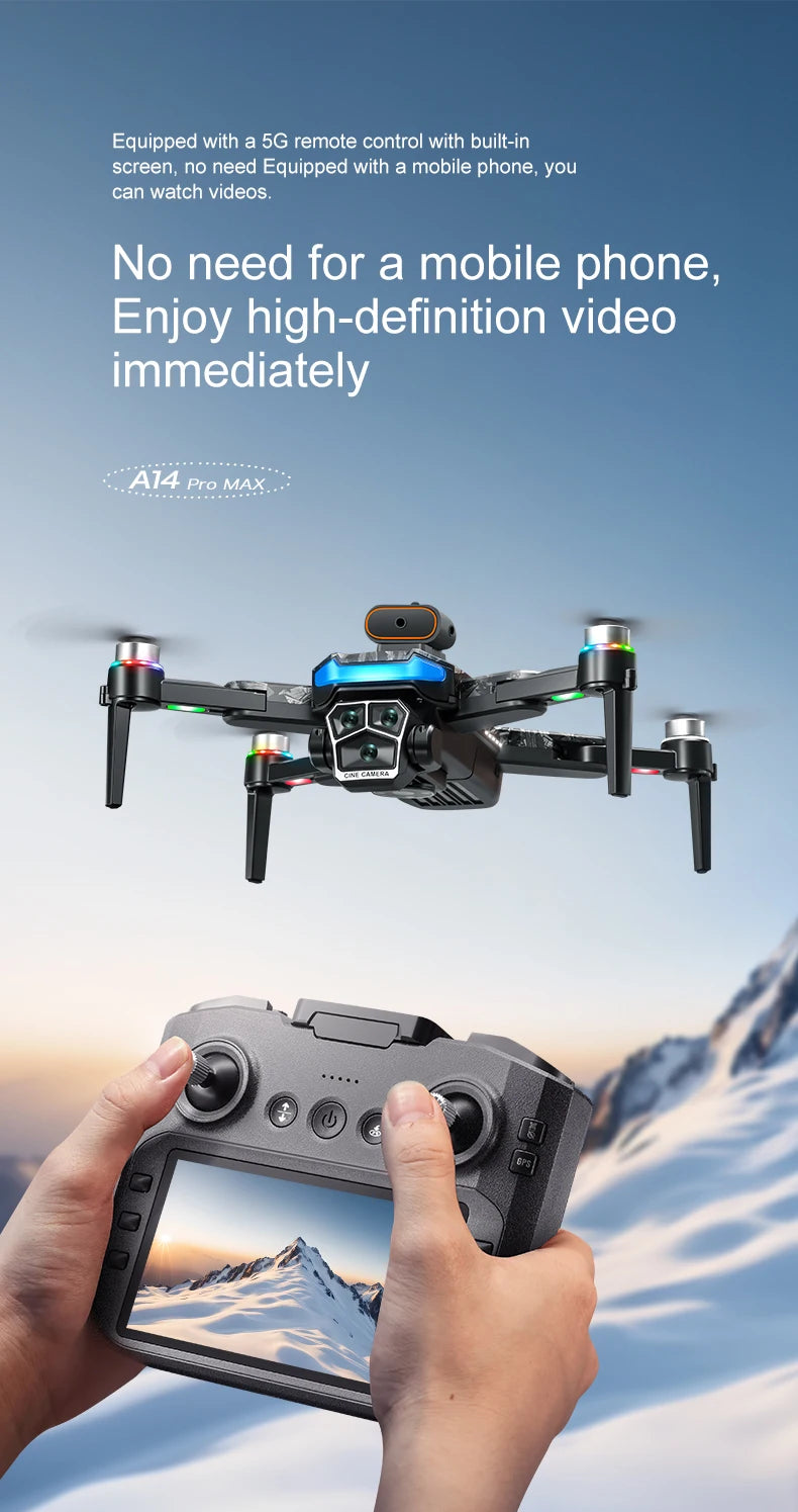 Xiaomi Mijia A14Pro max GPS Brushless 8K three Camera Optical Flow Obstacle Avoidance Foldable Quadcopter RC Distance Drone Toys