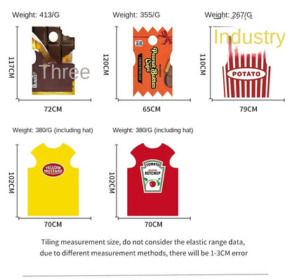 Festival Costumes Red Tomato Delicious Ketchup Costume Adult Boy Girl Funny Disguise Suit Yellow Halloween Cosplay Party Clothes