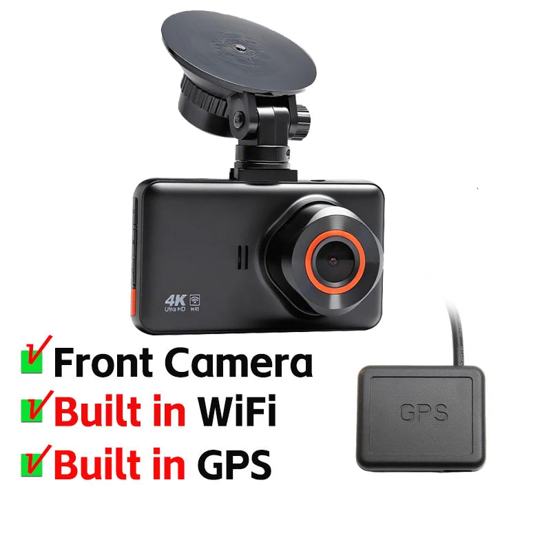4K+2K Front and Rear Dash Cam Built-in WiFi 3 Inch IPS Car Video Camera WDR Night Vision G-Sensor 24H Parking Mode APP Control