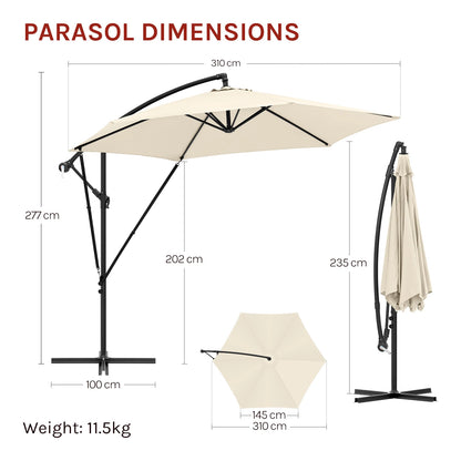 Kantelbare parasol met zwengel voor de tuin