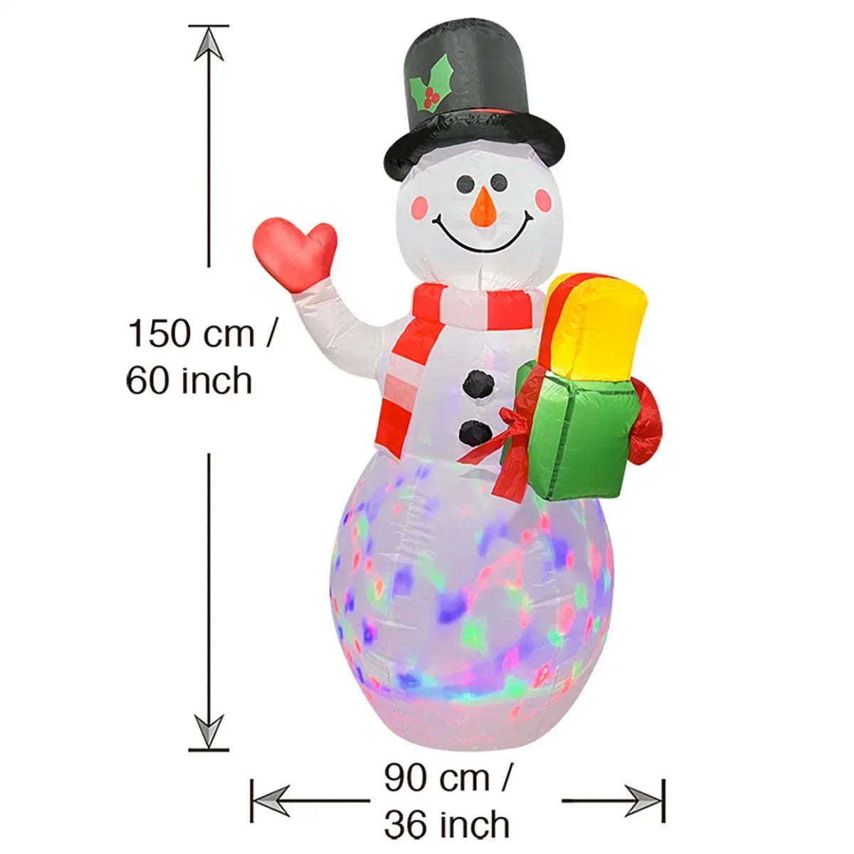 Christmas Inflatable Decorations - Branch Snowman, Santa Claus, Gingerbread Man, Gift Bag Snowman LED Light Lawn Decorations