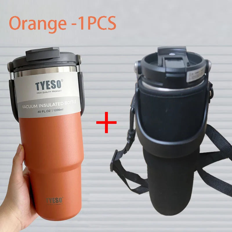 Tyeso 600/750/900ML Car Coffee Cup Thermo Bottle with Straw Portable Sport Insulated Vacuum Flask Travel Thermal Water Bottle