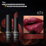 7Colors Glitter Lipstick Waterproof Long Lasting Diamond Pearlescent Metallic Lipstick Black Lipgloss Women Lips Makeup Cosmetic
