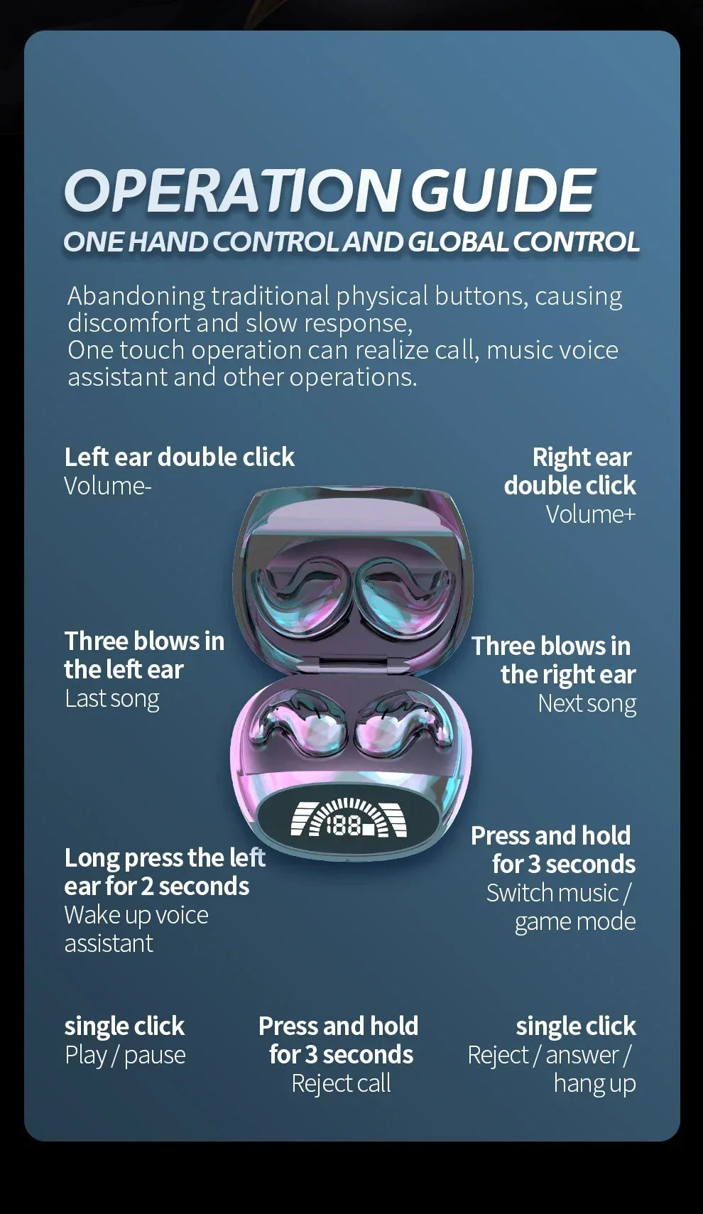 Sleep Invisible Stereo Headset IPX5 Waterproof Wireless Bluetooth Earphone Earbuds with Mic for Phone Bluetooth 5.3 Headphones