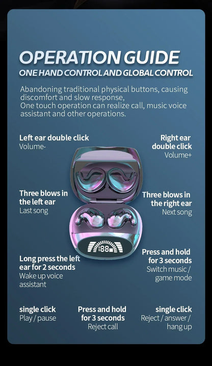 Sleep Invisible Stereo Headset IPX5 Waterproof Wireless Bluetooth Earphone Earbuds with Mic for Phone Bluetooth 5.3 Headphones