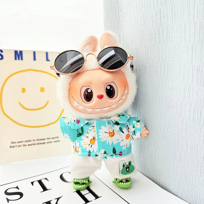 1 Set Hawaii Original Luxury Clothes for Labubu V1 V2 Cute Shark Duck Shoes Shirt Pants Glasses Beach Clothes Suit for Labubu