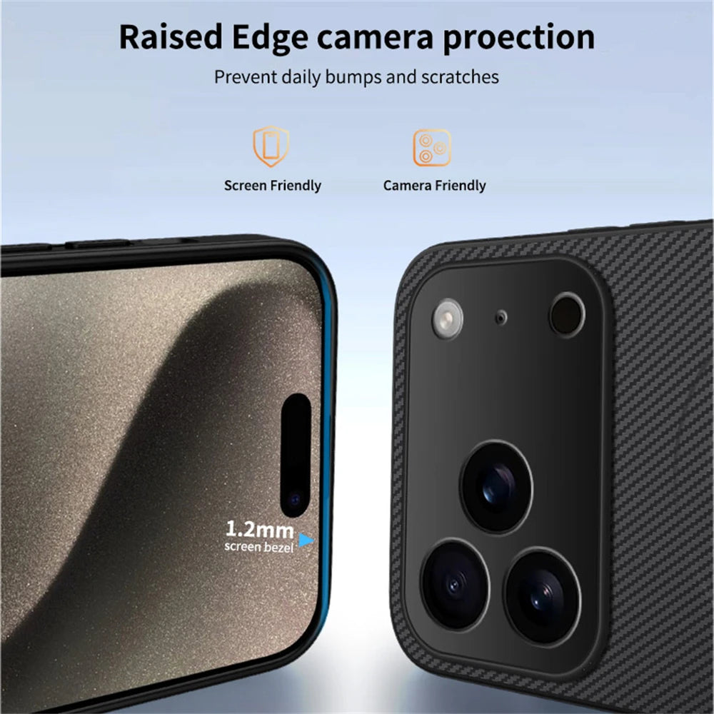 Ultra Thin Carbon Fbier Magnetic Leather Case for iPhone 17 Air 16E 16 15 14 13 Pro Max for Magsafe Shockproof Military Cover