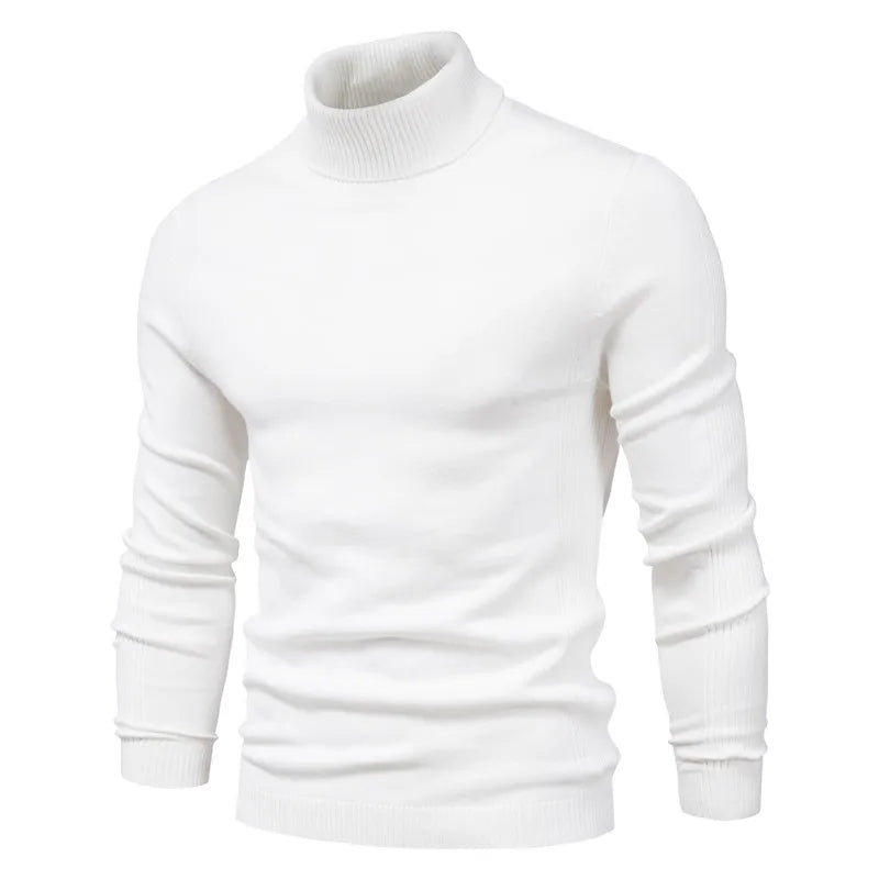New Quality Winter Mens Sweaters Casual Turtleneck Thick Pullovers Solid Color Warm Slim Fit Turtleneck Sweaters Pullover Men