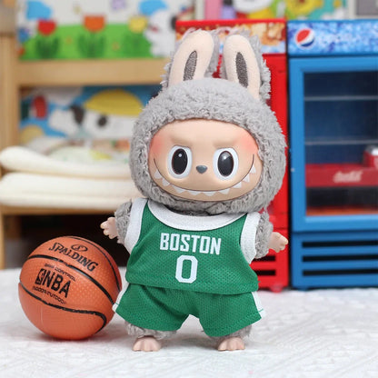 For 17cm Labubu Football Basketball Size 10 Clothing V1V2 Labubu Doll Size 7 Vinyl Pendant Doll Clothing DIY Sportswear Boy Toy