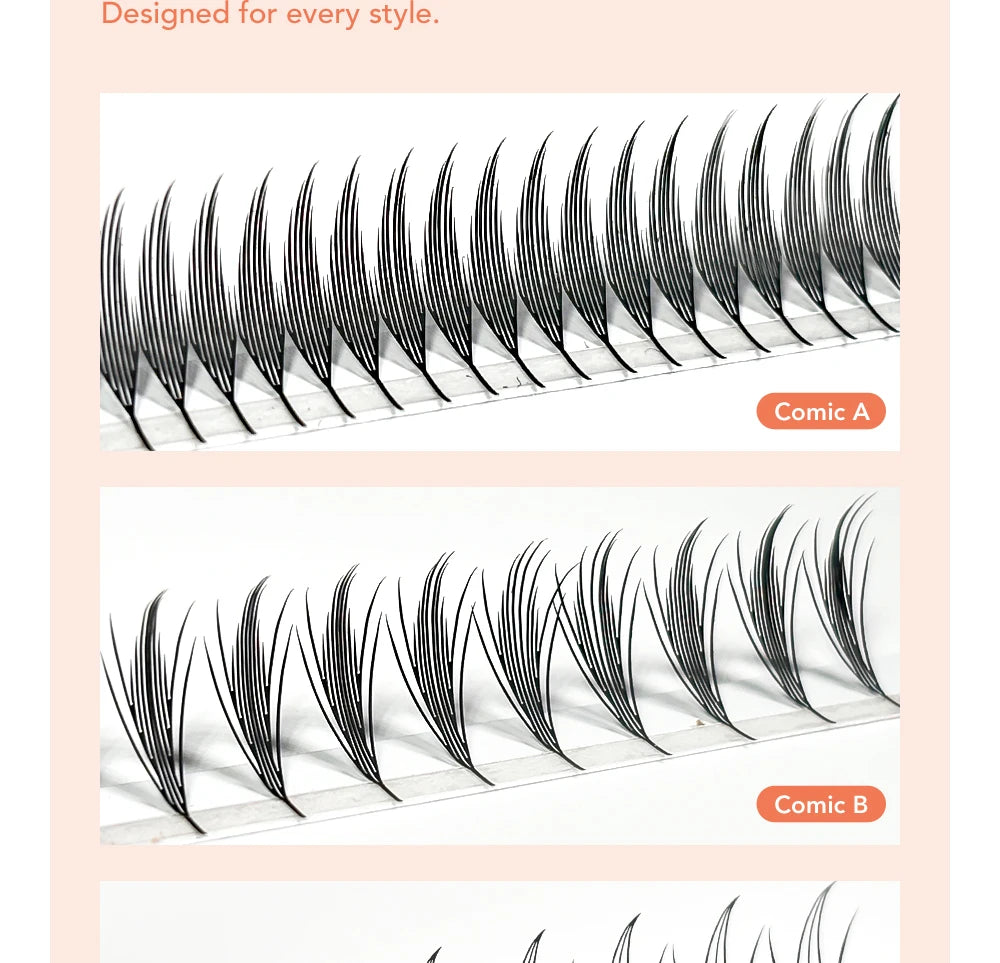 DIYDAY Comic Spire Eyelash Extension Premade Manga False Eyelashes Super Soft Light Feather-Feeling Anime Lashes for Makeup Tool