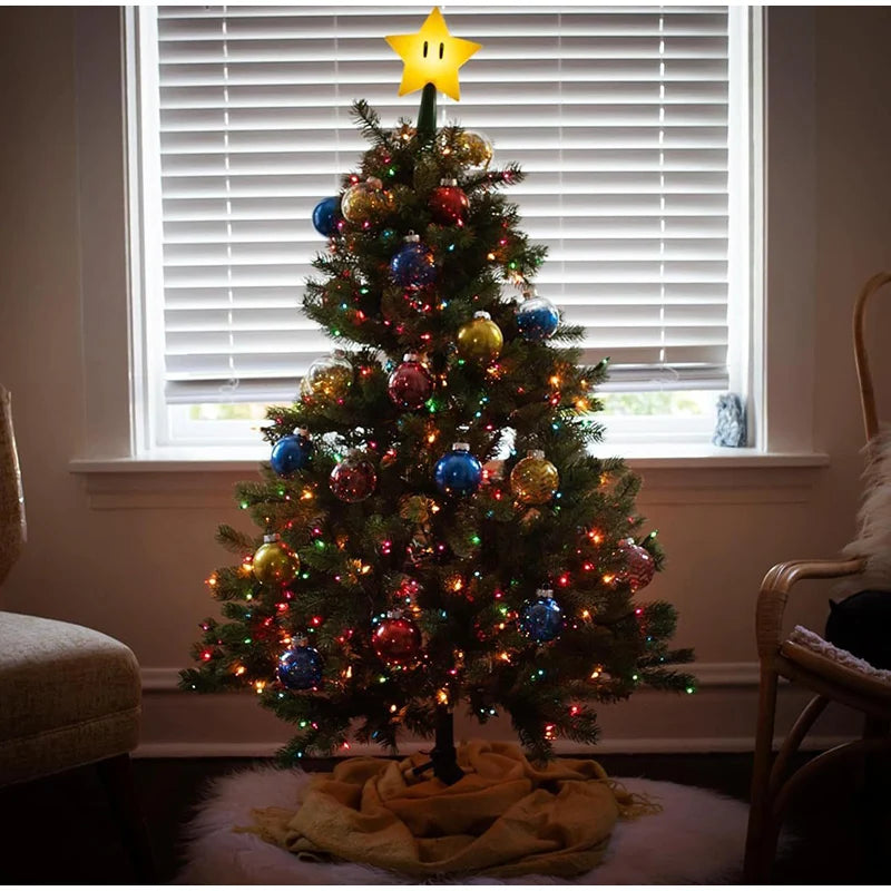 20CM Super Star Light Figure Handheld Christmas Tree Topper Decoration Star Pendant Peak Xmas Tree Top Desk Lamp For Gifts