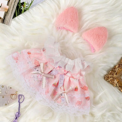 20cm Cotton Doll Clothes With Headwear Bow Headband Accessories Plush Dolls Dresses Skirt Decoration for EXO Idol Doll Accessory