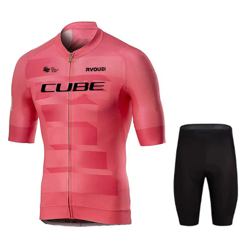 Cube Cycling Jersey Set – Men’s Summer Short Sleeve Bike Shirt & Padded Bib Shorts, Road & MTB Bicycle Clothing Maillot Ciclismo