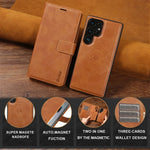 2 In 1 Magnetic Leather Case for Samsung Galaxy S25 Ultra S24 Plus S23 + S25Ultra S25U Wireless Charging Card Slot Phone Cover
