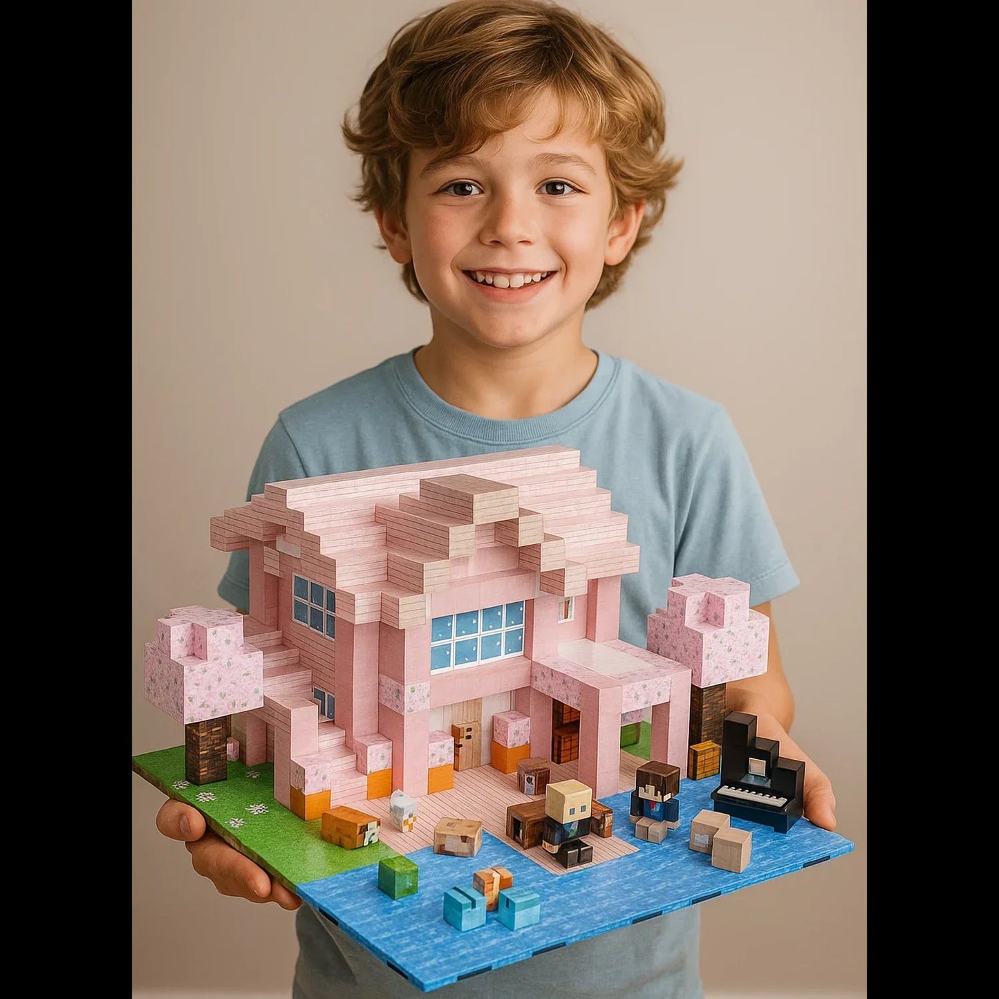 Magnetic Building Blocks Mine World Magnet Cube Set for Boy Girl Kid Age 3+ DIY Pixel style Model Base plate STEM Toy Baseplate
