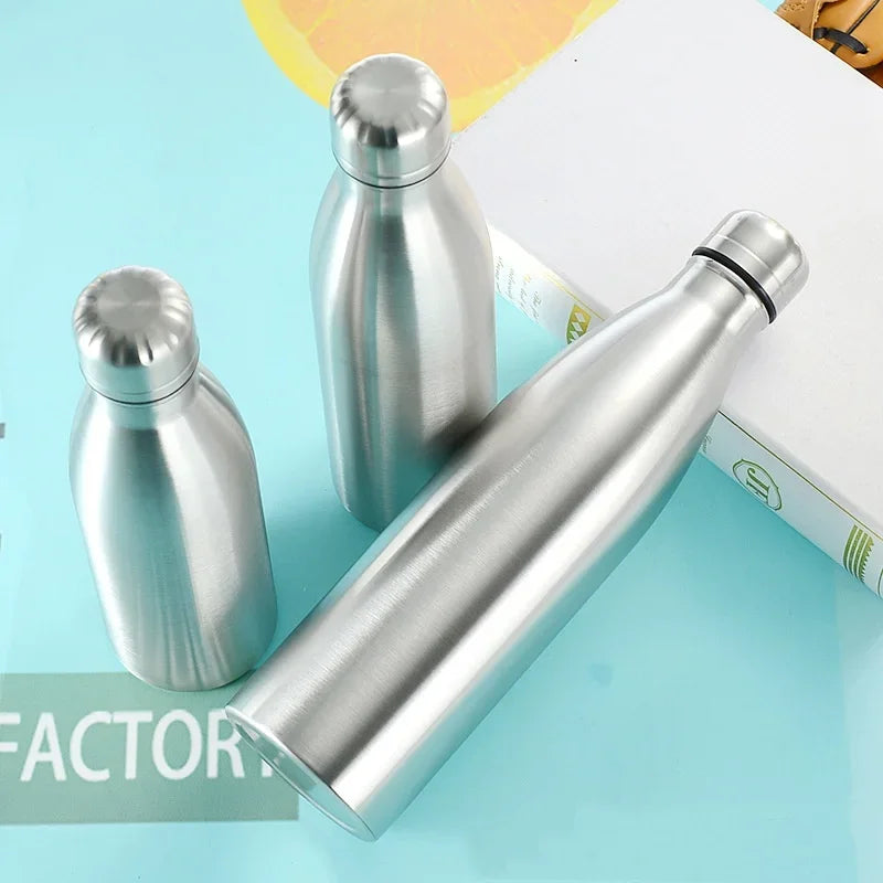 Single Layer Stainless Steel Canteen Kettle Outdoor Camping Hiking Water Bottle Portable Large Capacity Leakproof Drinking Bottl