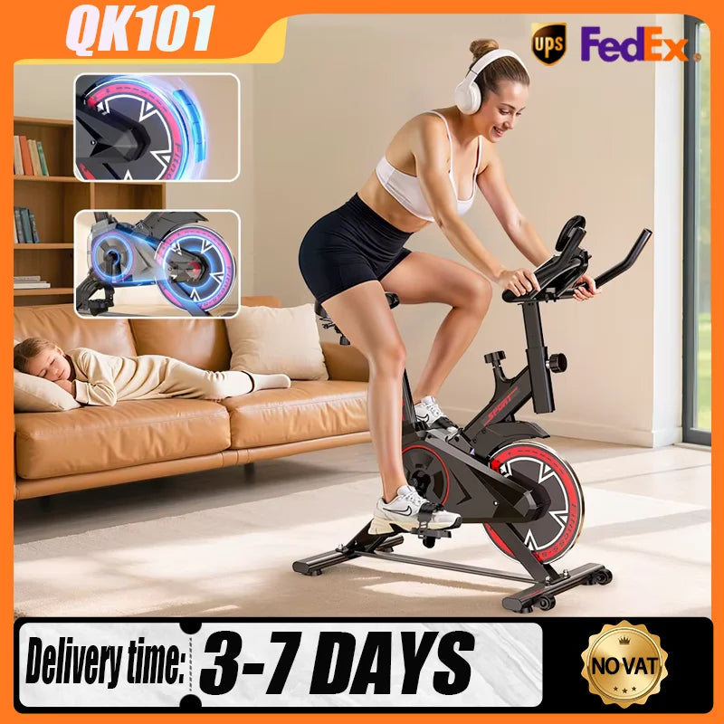 Formill QK101 Indoor Spin Bike Quiet Belt Drive Cardio Trainer with Electronic Display & Adjustable Resistance for Home Fitness