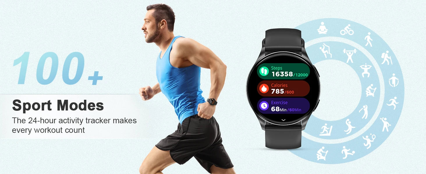 Blackview X20 Smart Watch with Health Monitoring Fitness Tracking 1.43” HD AMOLED Screen Bluetooth Watches for Men Women Gifts