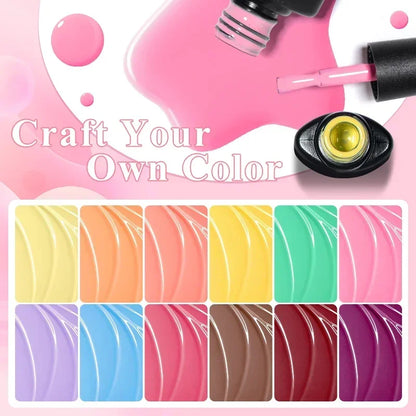 MEET ACROSS 6Pcs Gel Nail Polish Set Pink Red Green Macaron Color Manicure Kit For Nails UV Gel Nail Art Varnish Nail Supplies