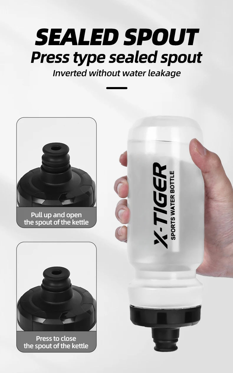 X-TIGER MTB Road Cycling Water Bottle 650ML Leak-proof Bicycle Squeeze Water Bottle for Long-distance Cycling Outdoor Sports Por