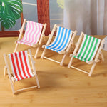 Doll'S Chair Outfit Accessories For Ropa Labubu 10cm cotton doll Summer vacation Wooden beach reclining camping chair ornament