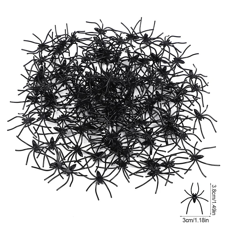 50-100Pcs Halloween Luminous Spiders Scary Trick Spider Indoor & Outdoor Haunted House Decorative Props Halloween Party Supplies