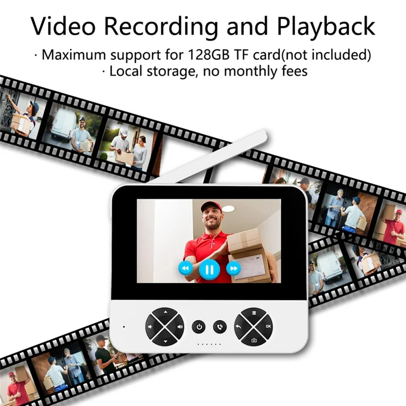 ELECT-Doorbell Camera PIR Motion Detection, Video Intercom Two-Way Audio, NO Wifi/APP, Timbre Con Camara Para Puerta Inalambrico