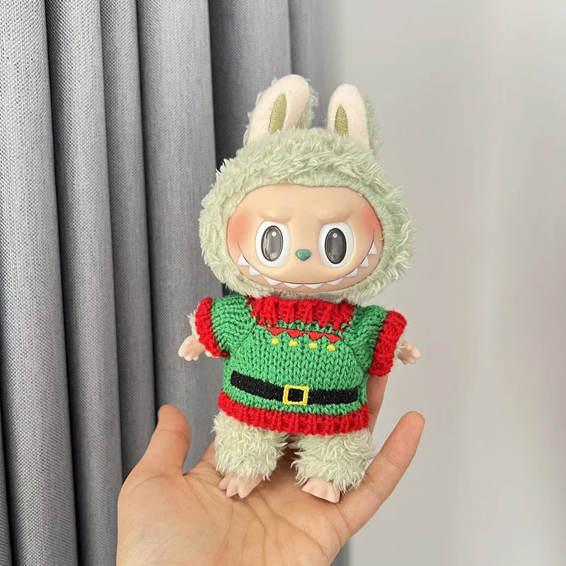 17cm LABUBU Christmas Santa Outfit - Gen1-3 Doll Clothes Set for Vinyl Figures, Festive Santa Costume with Accessories