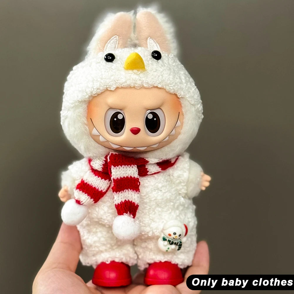 17cm Mini Plush Doll'S Clothes Outfit Accessories For Korea Kpop Labubu V1 V2 V3 Christmas onesie hat set Clothing